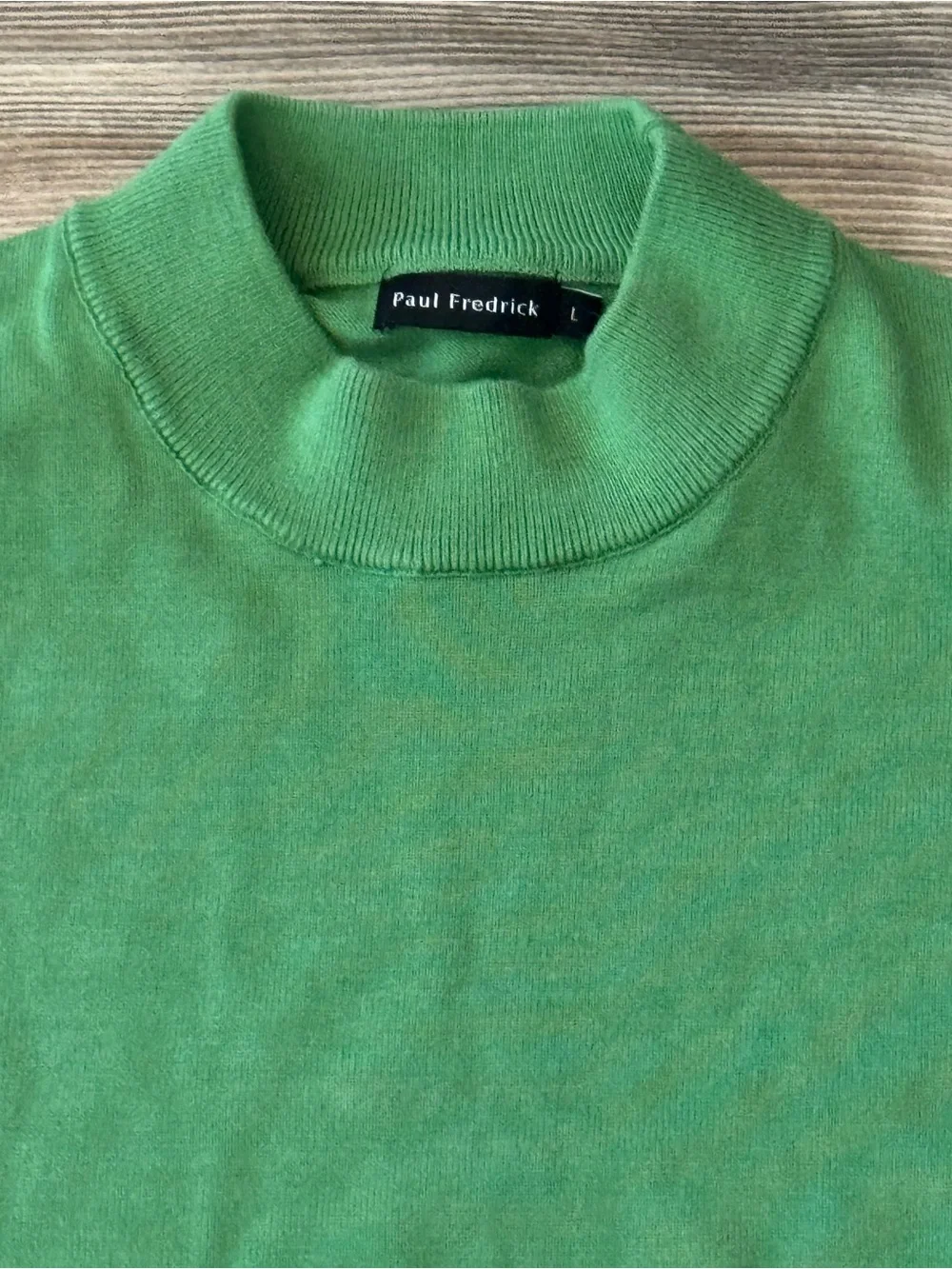 Paul Fredrick Cotton Mock Neck Sweater Green Large